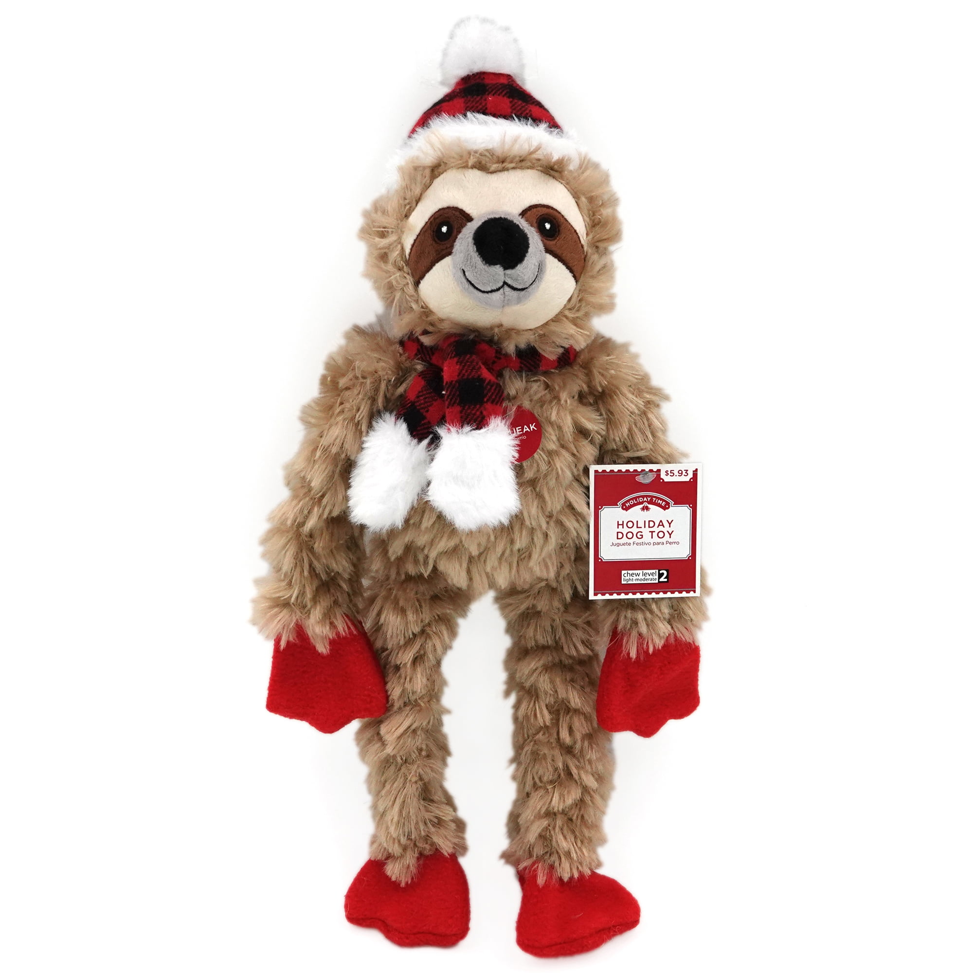 Holiday Time Dog Toy, Brown Sloth