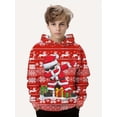 thumbnail image 2 of Sudadera con capucha para niños con estampado navideño de Papá Noel y renos, sudadera informal de manga larga para niños, sudadera para niños, tops de primavera y otoño, 2 of 4