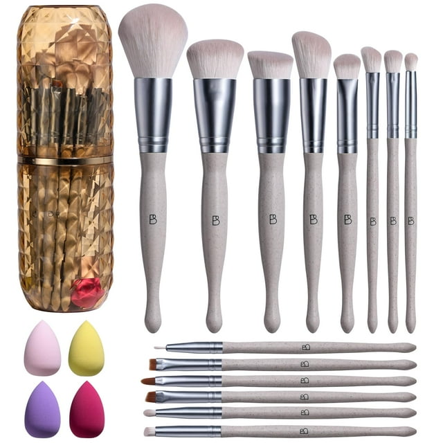 Set de Brochas de Maquillaje BS-MALL Premium 14 Pzs con Estuche y Esponjas