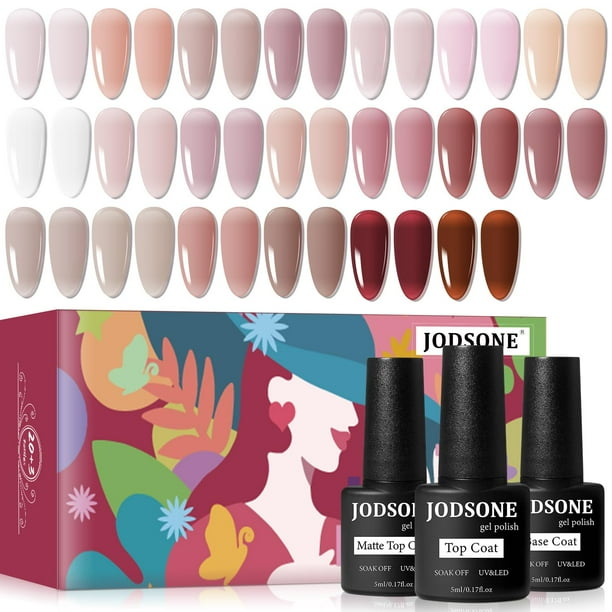 Set de esmaltes de uñas en gel JODSONE, 23 unidades, 20 colores gelatinosos translúcidos