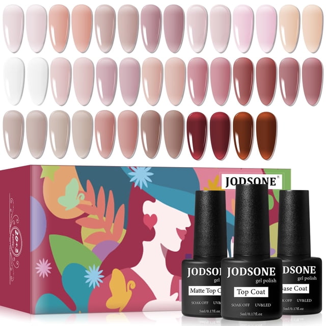 Set de esmaltes de uñas en gel JODSONE, 23 unidades, 20 colores gelatinosos translúcidos