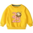 thumbnail image 4 of Girls Sweatshirt New Year Holiday Long Sleeve Cotton Shirt Crewneck Hoodless Casual Loose Tops Toddler Boys Clothes, Yellow, 7 Years, 4 of 4