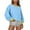 Light Blue, variant on Babysbule Womens Hoodless Sweatshirt Casual Long Sleeve Lightweight Crewneck Pullover Loose Solid Contrast Loose Tops