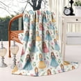 thumbnail image 2 of White Princess & Leaf Pattern Blanket,Comfortable Soft Lamb Wool Throw Blanket,All Season,Warm Lightweight Blankets for Sofa Bed Couch Living Room Chair,60"x80", 2 of 4
