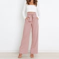 thumbnail image 4 of Pantalones de tela para mujer, pantalones palazzo de cintura alta, pantalones casuales anchos, pantalones de traje, pantalones elegantes tipo paperbag, 4 of 7