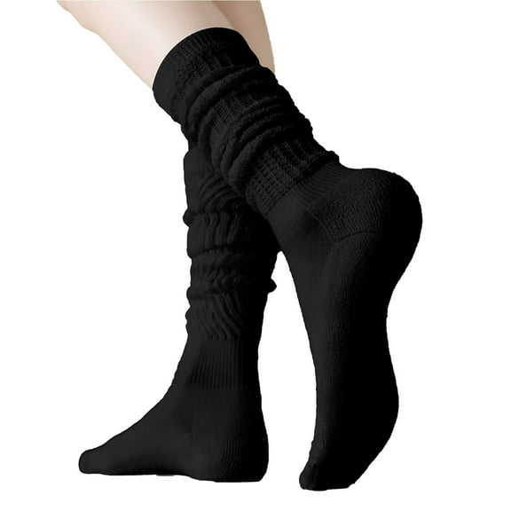 Yuanlong Womens Stockings Solid Ruched Slouchy Knit Stretchk Mid-Calf Socks Comfort Casual Daily Home Lady Slouch Socks