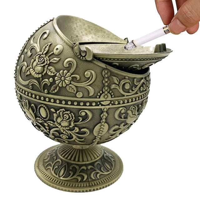 Retro Creativity Windproof Ashtray With Lid For Cigarette Metal Portable Cigar Ashtray Odor Eliminator Outdoor Indoor