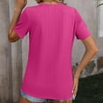 thumbnail image 5 of Uaswgudfs Pink for Women's Side Split Hem Tunic Tops – Solid Color Casual Swing T-Shirt with Button Short Sleeve & Crew Neck Tee, 5 of 5