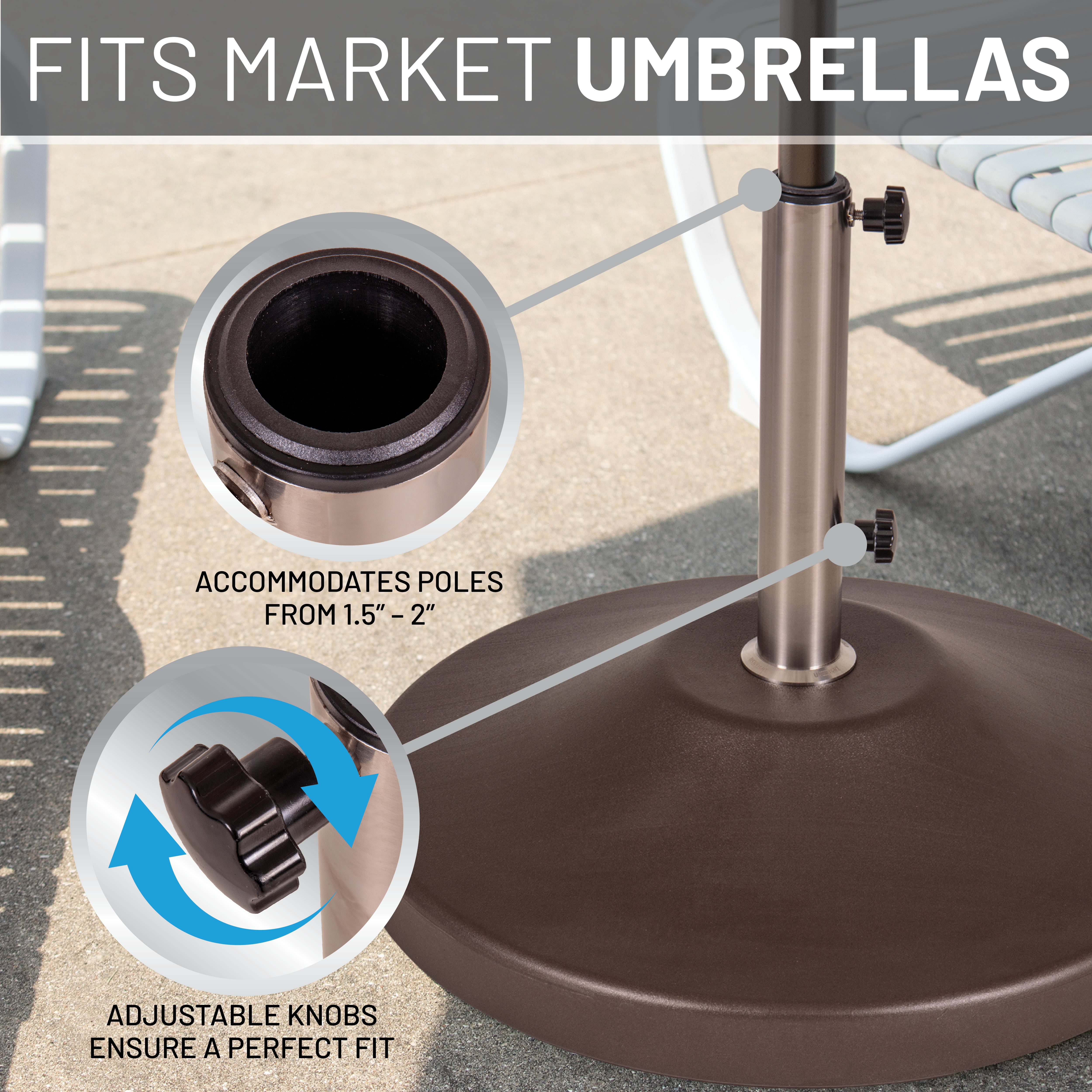 US Weight Fillable Heavy-Duty Free Standing Umbrella Base - Bronze