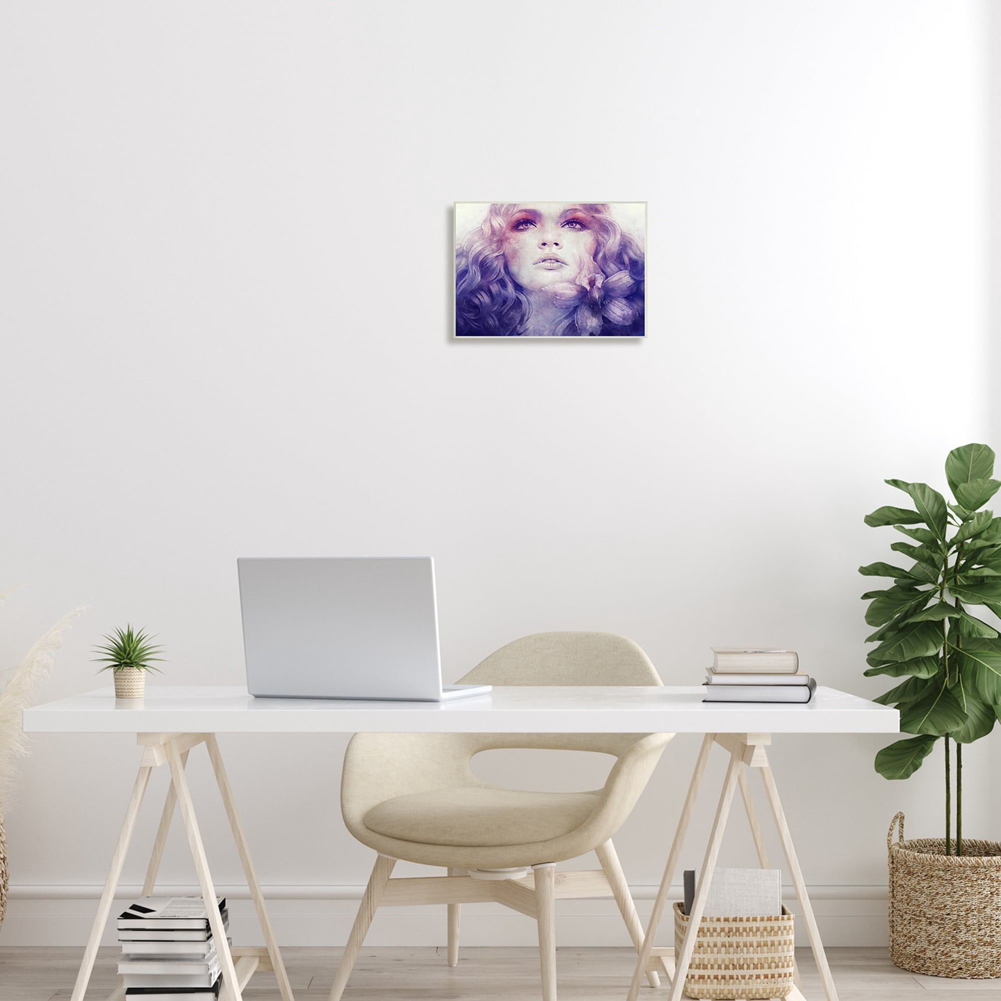 Stupell Industries Vivid Purple Flower Blossom Woman Flowing Hair Wood Wall Art, 19 x 13, Design by Anna Dittman
