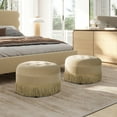 thumbnail image 2 of Jennifer Taylor Home Yolanda 24" Round Upholstered Accent Ottoman, Fawn Brown Performance Velvet, 2 of 7
