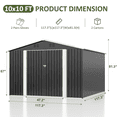 thumbnail image 6 of MUCHANT 10'x10' Outdoor Metal Storage Shed with Updated Frame Structure and Lockable Doors, Steel Garden Tool Sheds for Backyard, Patio, Lawn, Gray, 6 of 6