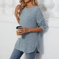 thumbnail image 5 of Lixiuxyad Women's Fashion Long Sleeve Tops Casual Round Neck Ladies Lightweight Top Trendy Flowy,Blue XL, 5 of 7