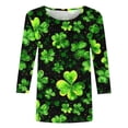 thumbnail image 4 of T-Shirt à Col Rond Imprimé de la Saint-Patrick pour Femmes, Manches Trois Quarts 3/4, Coupe Ample, 4 of 5