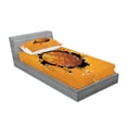 thumbnail image 2 of Ambesonne Orange Fitted Sheet & Pillow Sham Set, Basketball Splash Style, Twin, Orange Black, 2 of 2
