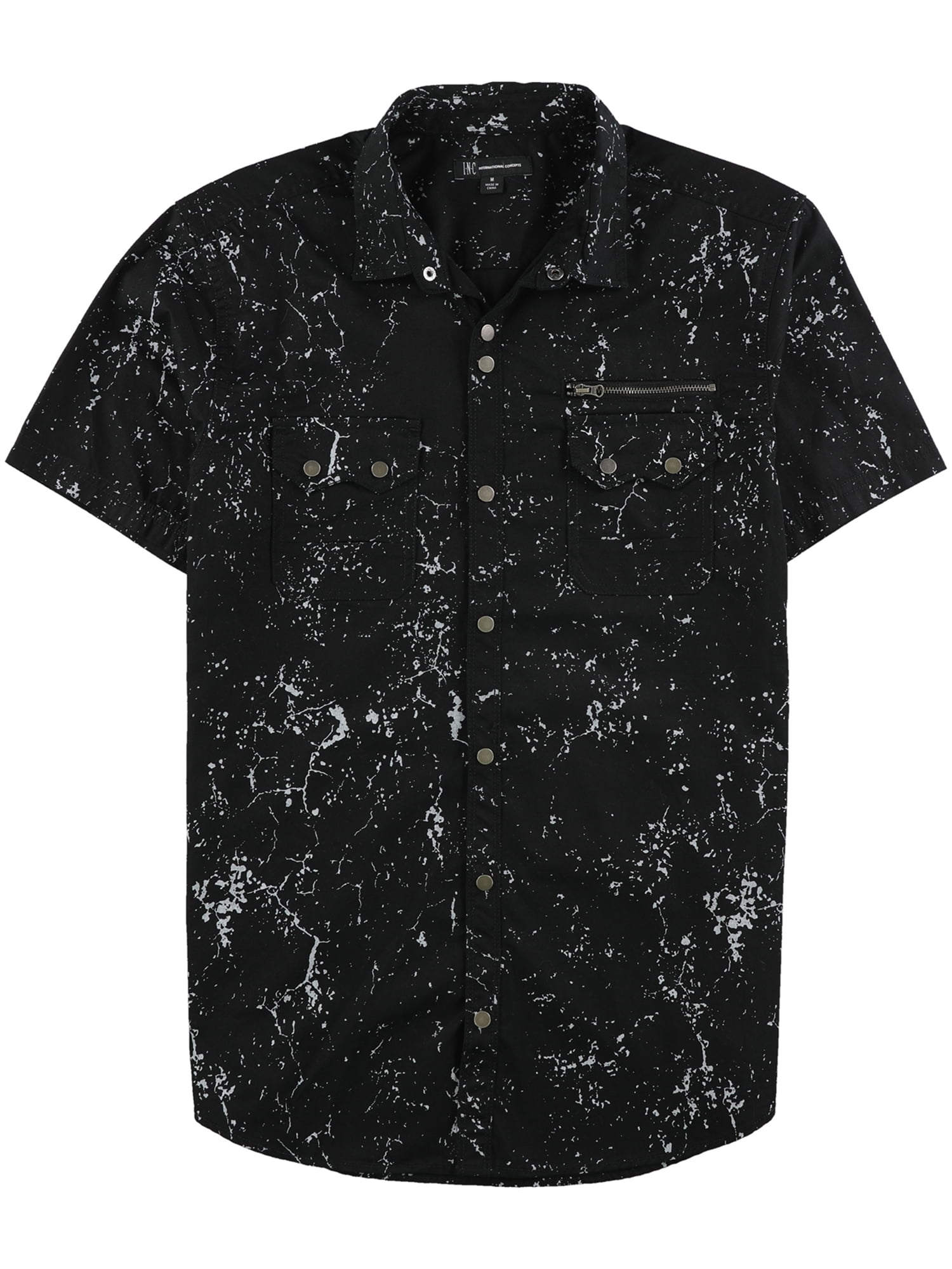 I-N-C Mens Splatter Button Up Shirt black M | Walmart Canada