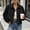 Black, variant on Women's Cropped Corduroy Button Jacket, Turn‑Down Point Collar, Button‑Front, Loose‑Fit Long Sleeves, Boxy Silhouette, Retro Hangout‑Style Outerwear Black S