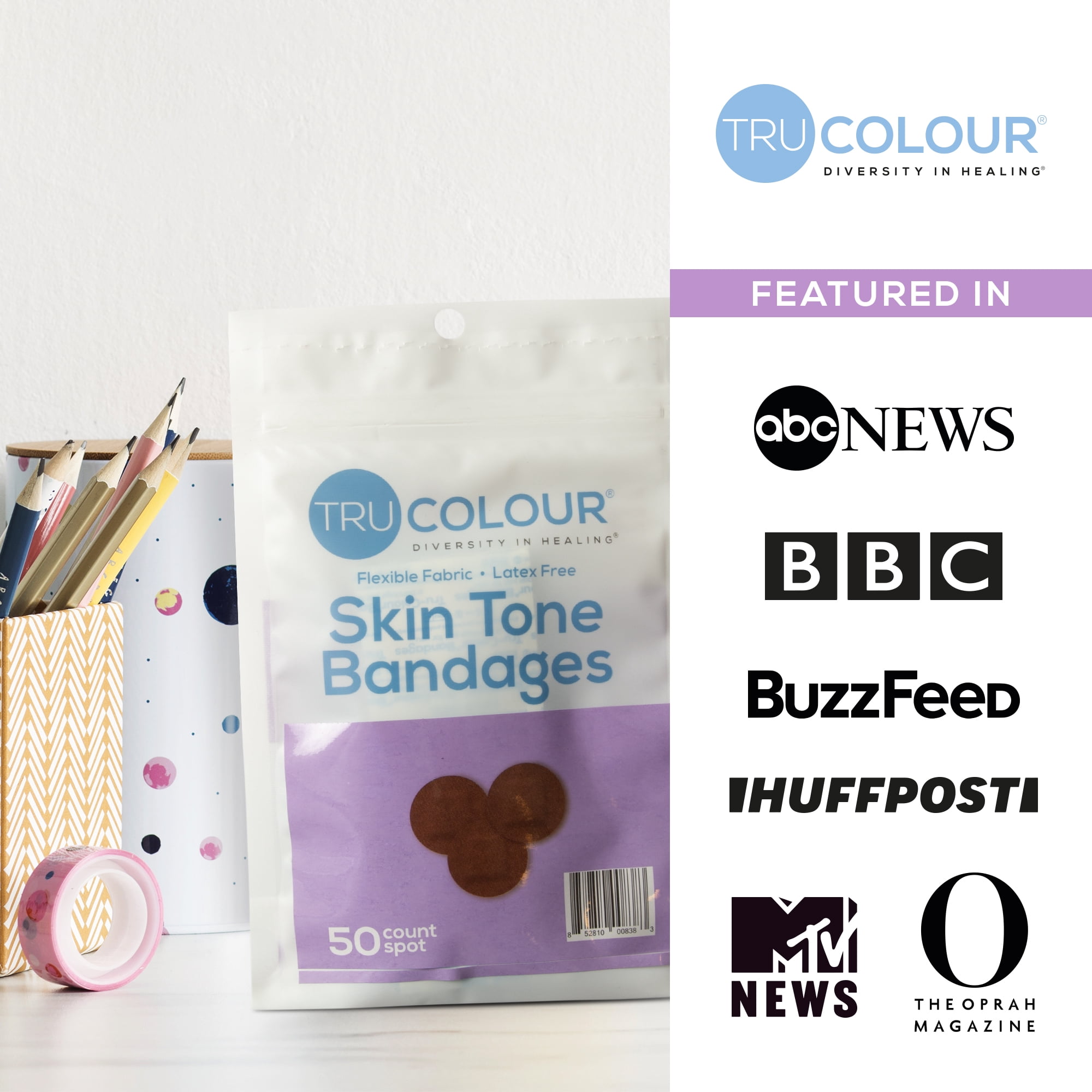 Tru-Colour Skin Tone Bandages Assorted Shapes Variety Pack - Dark Brown, 4 Pack