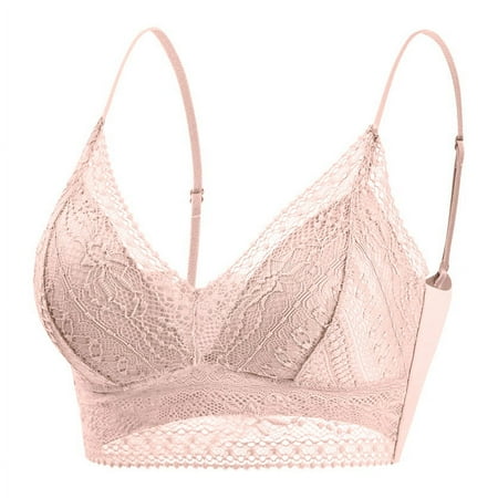 BYHONG Women Plus Size Vest Crop Wire Frees Bra Lingerie Sexy V Neck Underwear Lingerie Bars for Women Pink XL