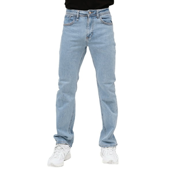 Jeans de mezclilla MCHK 8026. Corte recto Tiro alto. Para caballero Azul claro. MCHK 8026