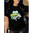 thumbnail image 1 of Women's St. Patrick's Day Lucky Clover Graphic Tee - Breathable & Sweat Absorbent, Soft Polyester Blend, Lightweight Casual Sporty T-Shirt with Vibrant Gradient Four-Leaf Clover Design, Machine Washa, 1 of 6