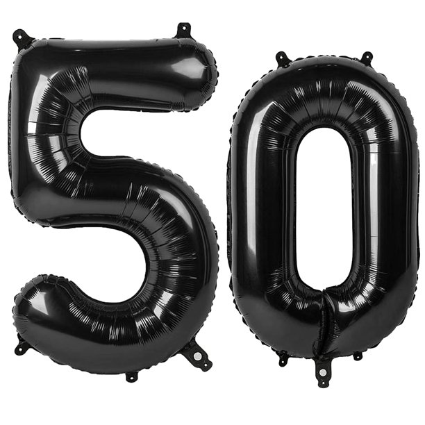 Globo digital Kelfuoya, 40 cm, negro, número 50, para decoración de fiestas