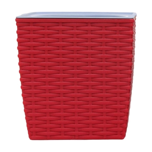 Medium-Sized Squares Plastic Planter With Faux Rattan Texture And Selfs-Watering Pot For Home Decor Green Plants And s