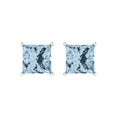 thumbnail image 3 of 4 Ct Princess Cut Studs Natural Sky Blue Topaz 14K White Solid Solid Gold Everyday Dainty Earrings Push Back, 3 of 7