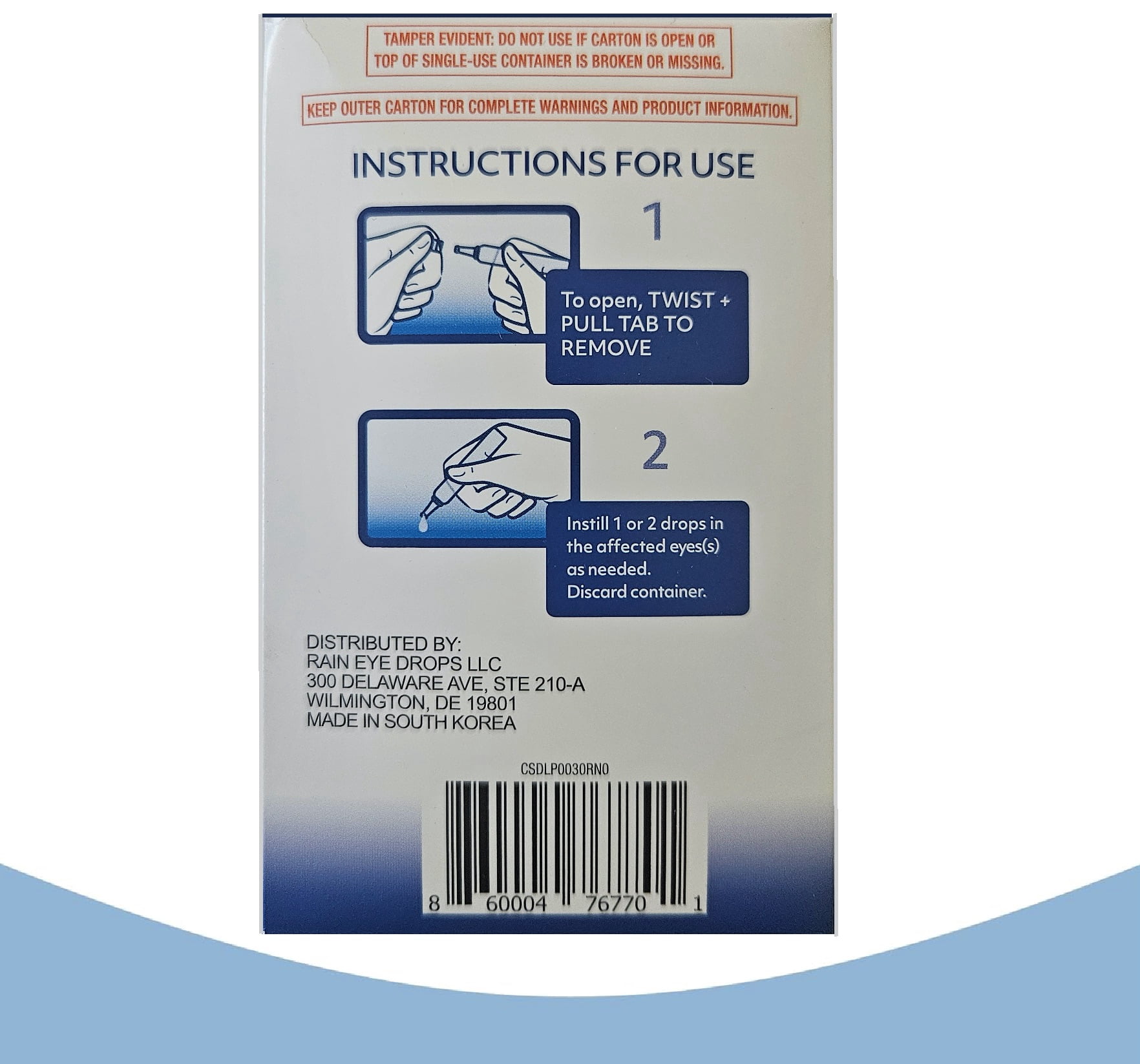 Rain Preservative-Free Eye Drops for Dry Eyes — 1 Pack