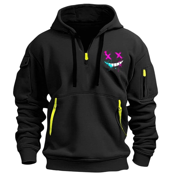 cllios Tactical Hoodies for Men Quarter Zip Pullover Vintage Workout Hoodies with Pockets Military Cargo Sweatshirt Pullover Men's Quarter Zip Casual Tactical Hoodie
