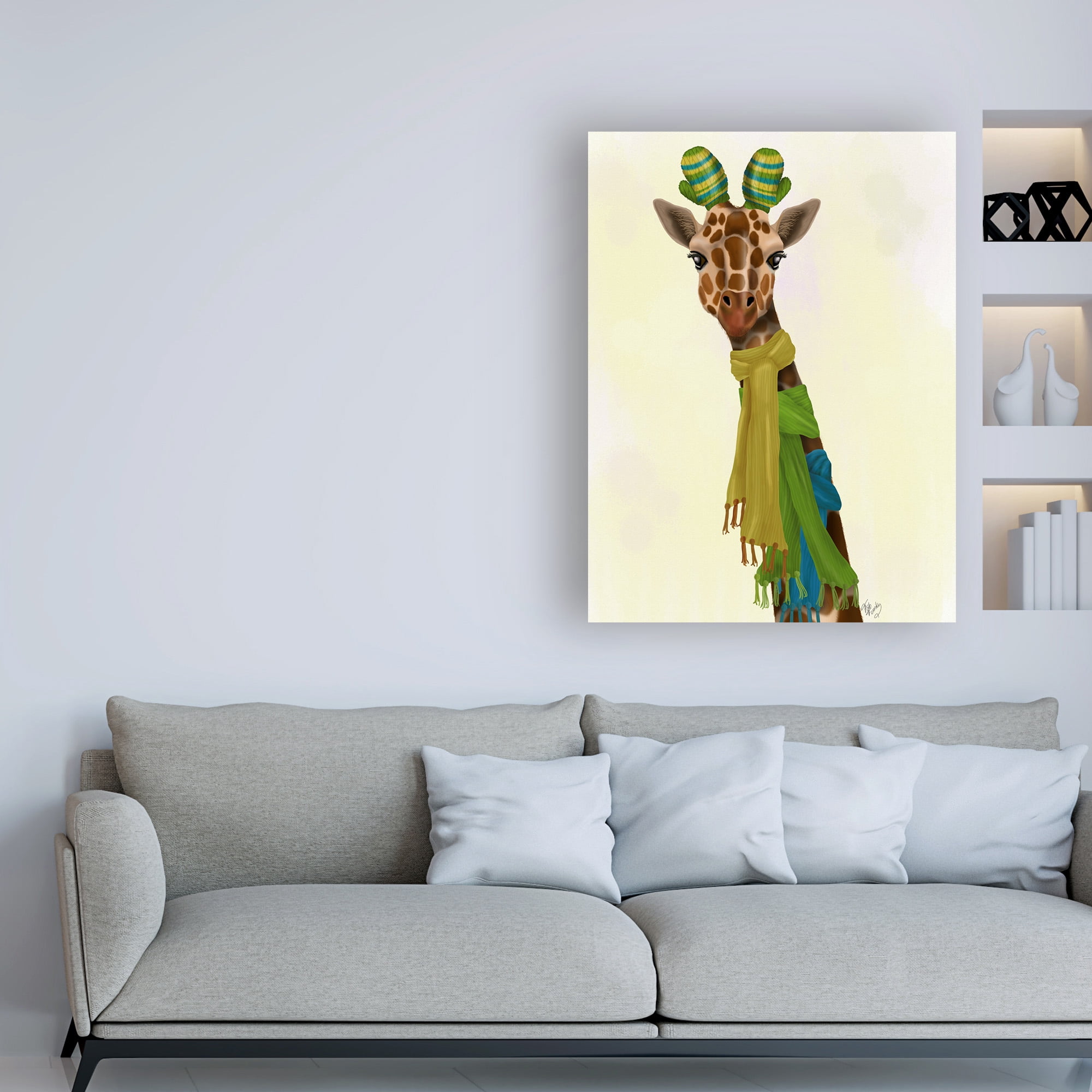 Trademark Fine Art 'Giraffe and Scarves' Canvas Art by Fab Funky