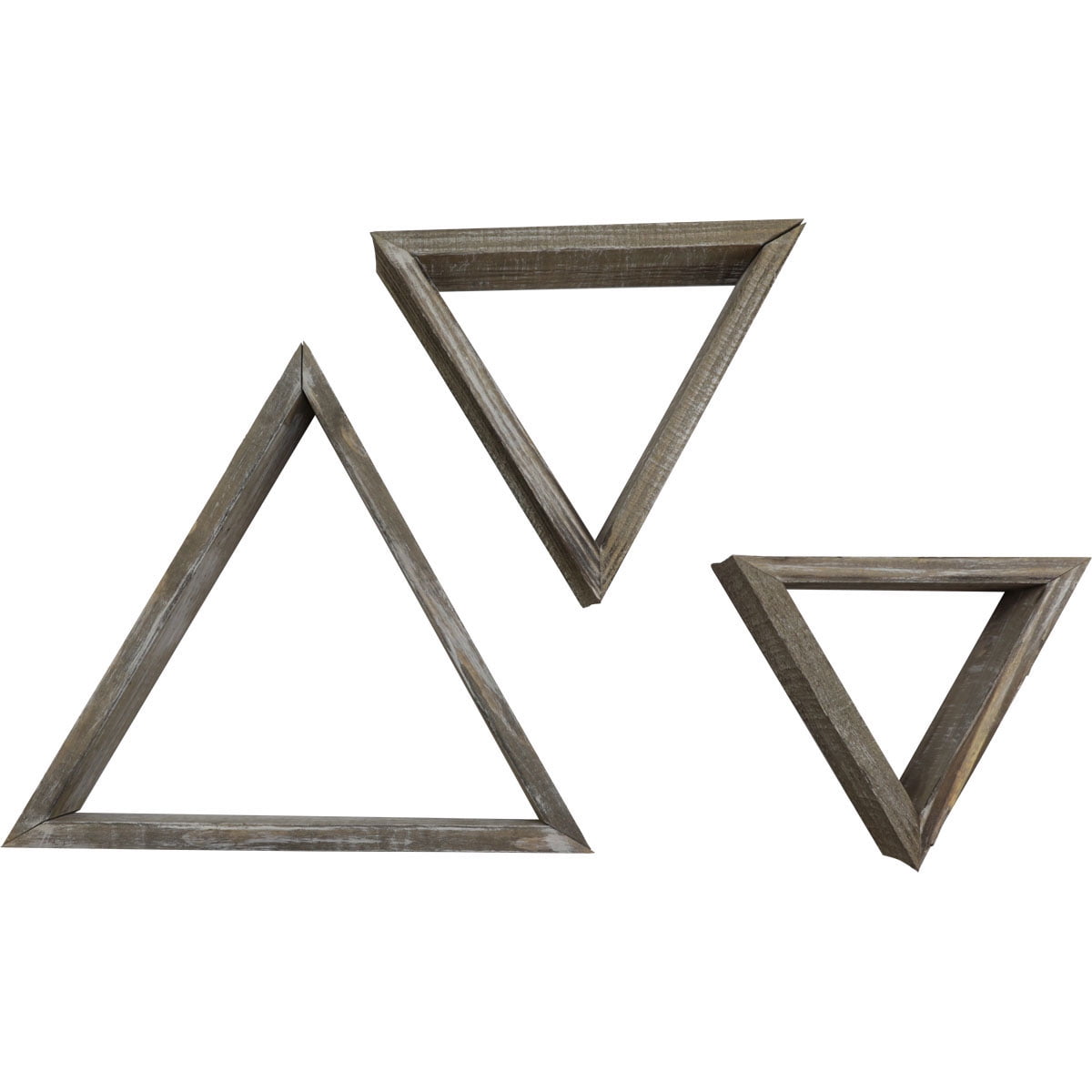 Set of 3, Triangle, Open Back, Vintage Farmhouse Shadow Box Shelves, Barnwood Decor Collection, Pebble Grey