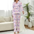thumbnail image 2 of HPINK-T Women Long Sleeve Pajama Set Comfy Pjs Sets Cocktail Ball Bow 2 Piece Lounge Set, 2 of 6