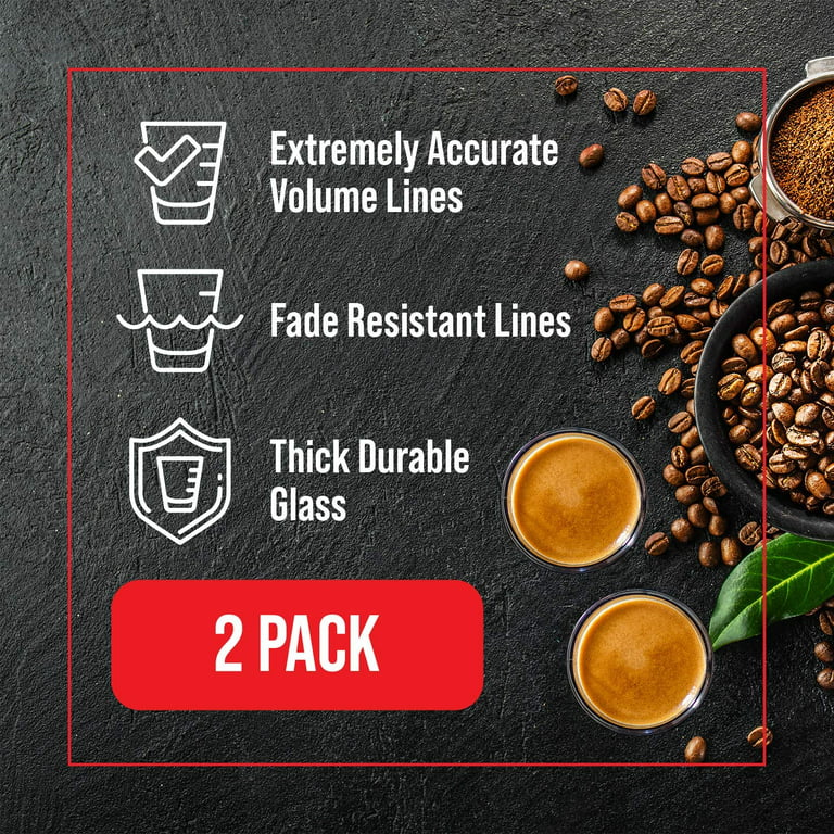 2 Pack] Espresso Measuring Shot Glasses for Baristas or Home Use -  Dishwasher Safe Espresso Shot Glasses 2oz – Impresa Products