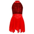 thumbnail image 2 of iixpin Kids Girls Shiny Rhinestone Halter Figure Ice Skating Dress Lyrical Modern Ballet Leotard Dance Dress Burgundy 10, 2 of 6