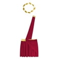 thumbnail image 4 of Sxiwei Men Ancient Greek Roman Toga Costume One Shoulder Strap Suspender Ruffle Skirt with Headwear Burgundy S, 4 of 7