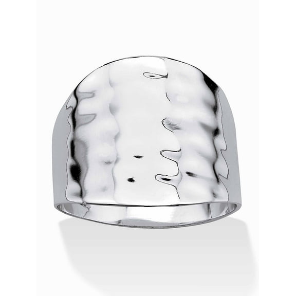 PalmBeach Jewelry Yellow Gold-Plated or Platinum-Plated Hammered Cigar Band Ring