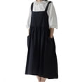 thumbnail image 2 of Large Waterproof Cotton Linen Apron with Pockets for Kitchen,Cooking,Florist,and Garden Workwear,Adjustable Bib Apron for Men and Women, 2 of 9