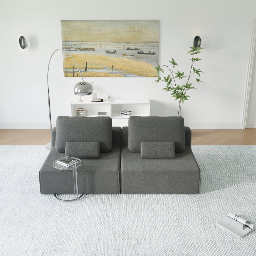 Homy Casa Oversized Boucle Modular Sectional Sofa, Luxury Foam-Filled Floor Couch
