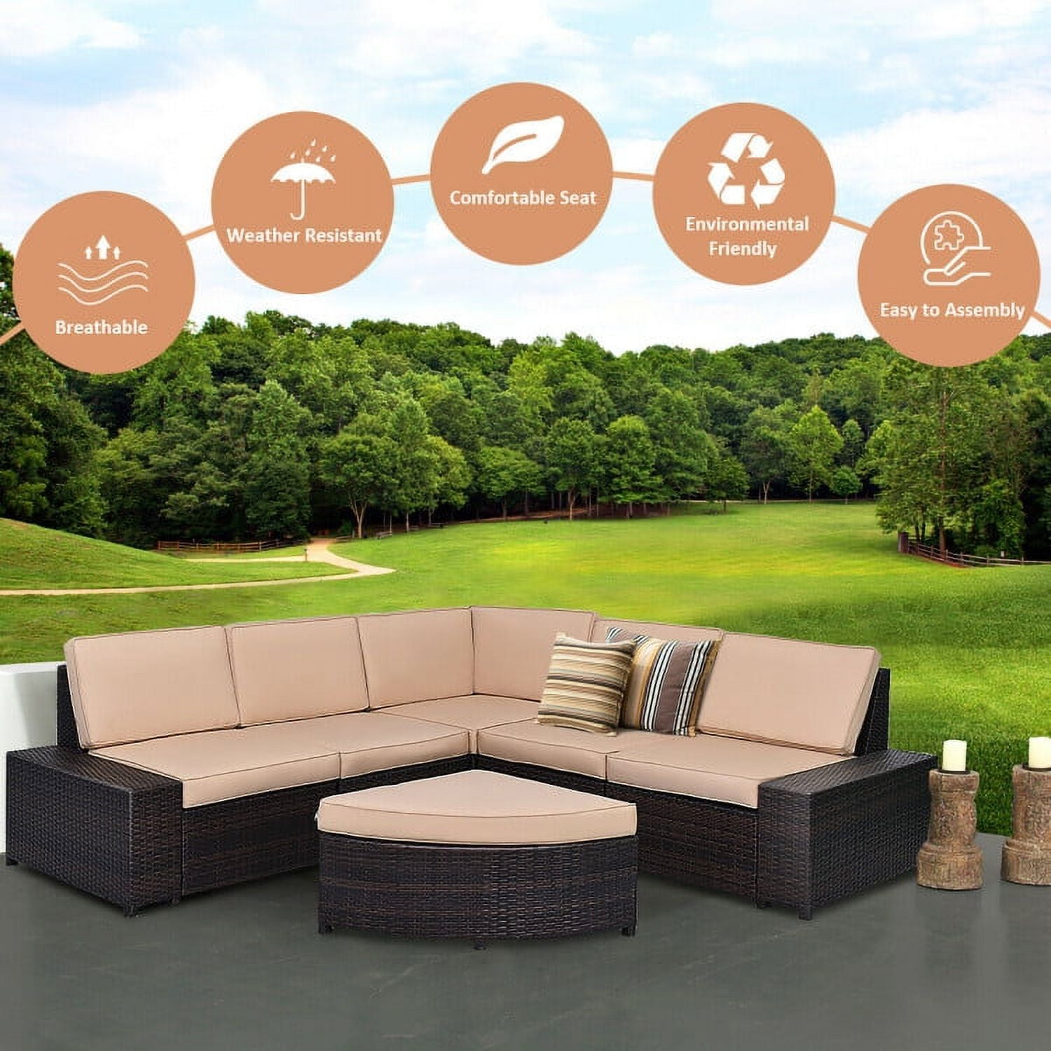 Aimee Lii 6 Pieces Patio Furniture Set Rattan Wicker Table Shelf, Outdoor Deck Furniture Aimee Lii 6 Pieces Patio Furniture Set Rattan Wicker Table Shelf, Outdoor Deck Furniture