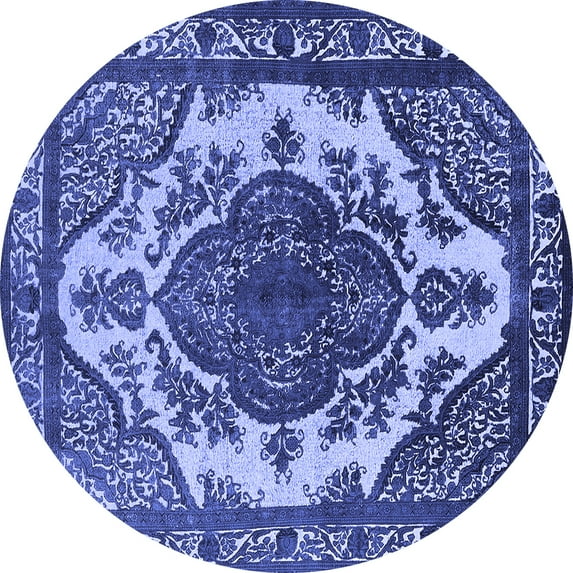 Ahgly Company Indoor Round Oriental Blue Industrial Area Rugs, 7' Round