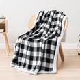 thumbnail image 2 of Black and White Buffalo Plaid Sherpa Throw Blanket for Couch, Plush Checkered Blanket and Throws, Soft Fuzzy Flannel Blanket for Sofa Bed, Warm Cozy Winter Blanket Gift, Checker White, 2 of 7