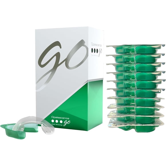 Opalescence Go Teeth Whitening Kit - 10 Upper & 10 Lower Prefilled Trays - 10% Hydrogen Peroxide, Mint Flavor - 10 Treatments - Ultradent Products