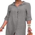 thumbnail image 4 of CHOK Robe Chemise Midi en Coton et Lin à Manches Longues pour Femmes, 4 of 4