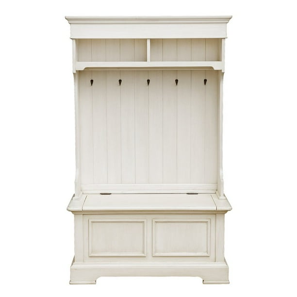 Home Fare Antique White Hall Tree With Storage - Walmart.com - Walmart.com