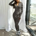 thumbnail image 5 of UoCefik Thumbhole Long Sleeve Ribbed Bodycon Sport Zip Front Cute Romper Full Bodysuit Dark Gray L, 5 of 5