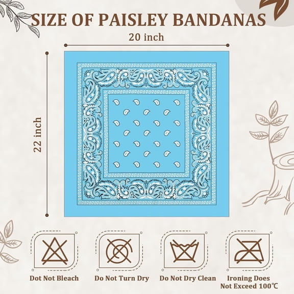 WEIFEI-12 Pack Bandanas Unisex Paisley Cowboy Bandanas Bulk Multi Purpose Headband Scarf for Men Women Costume