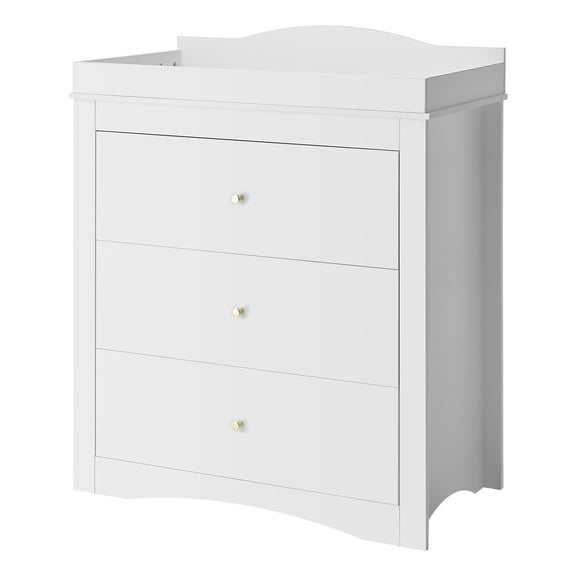 Modern White Baby Changing Table Dresser with 3 Drawers and Storage Organizer for Nursery