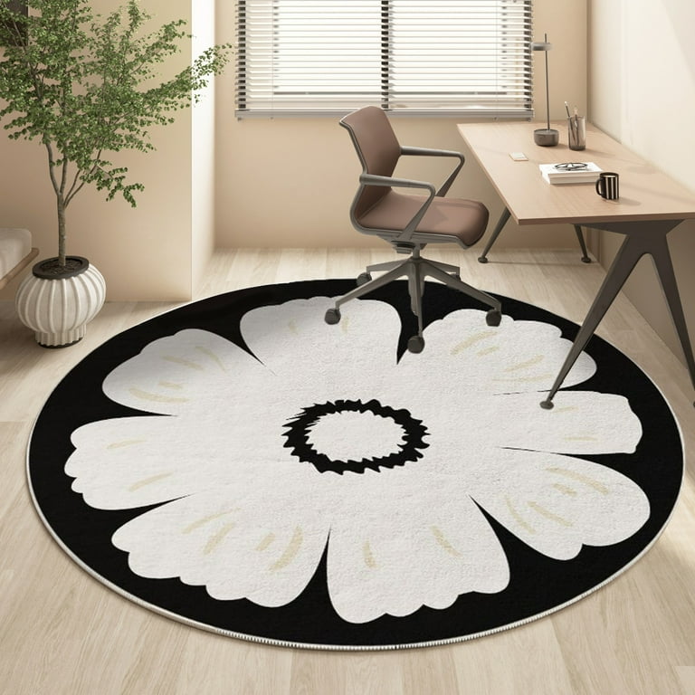 ラグ・カーペット Kyne Stamp Circle Rug by ROOM Black KIHOUT Modern Round Black Area Rug, 31.5