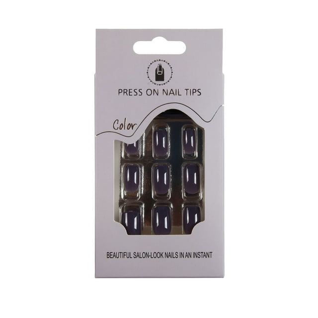 Multicolor Short Squoval Shape On Nails Kit Easy Apply Hassle Free Removal 24 Medium Size Manicure Set